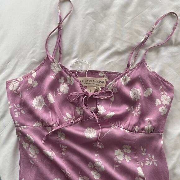 ANTHROPOLOGIE | Saltwater Luxe Midi Lavender Cottagecore Floral Enzo Dress Sz S - Picture 6 of 12